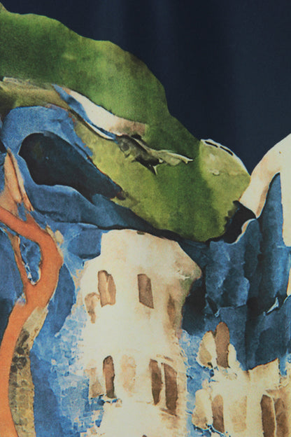Watercolour Landscape Print Satin Vest