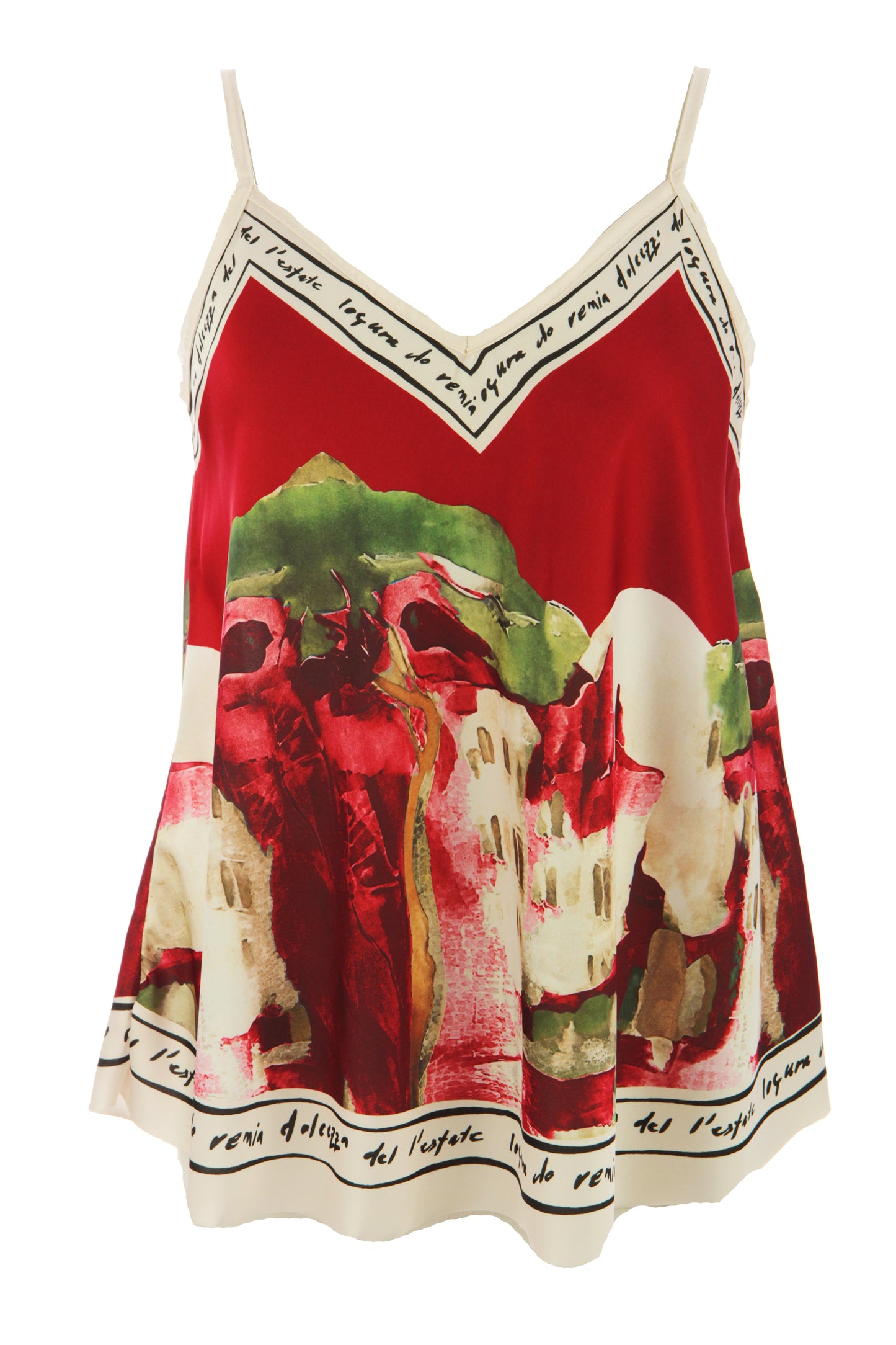 Watercolour Landscape Print Satin Vest