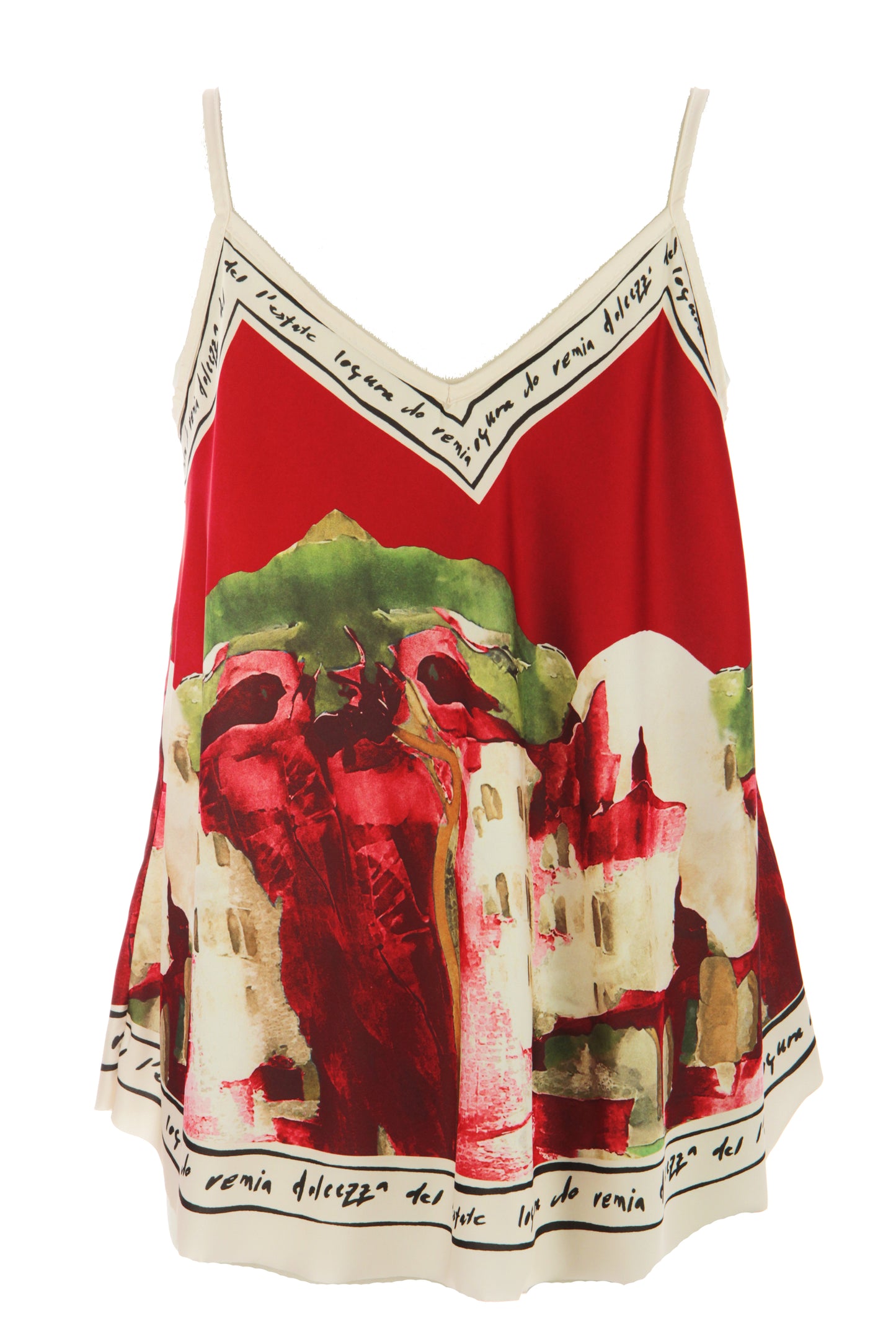 Watercolour Landscape Print Satin Vest