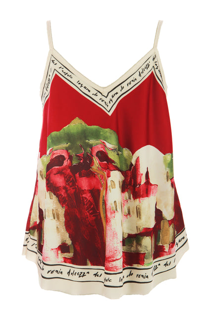 Watercolour Landscape Print Satin Vest
