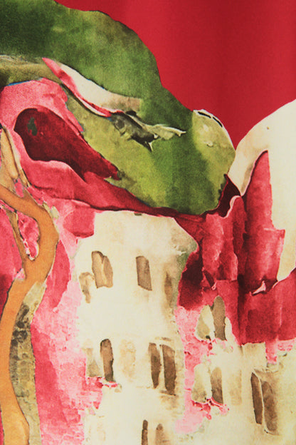 Watercolour Landscape Print Satin Vest