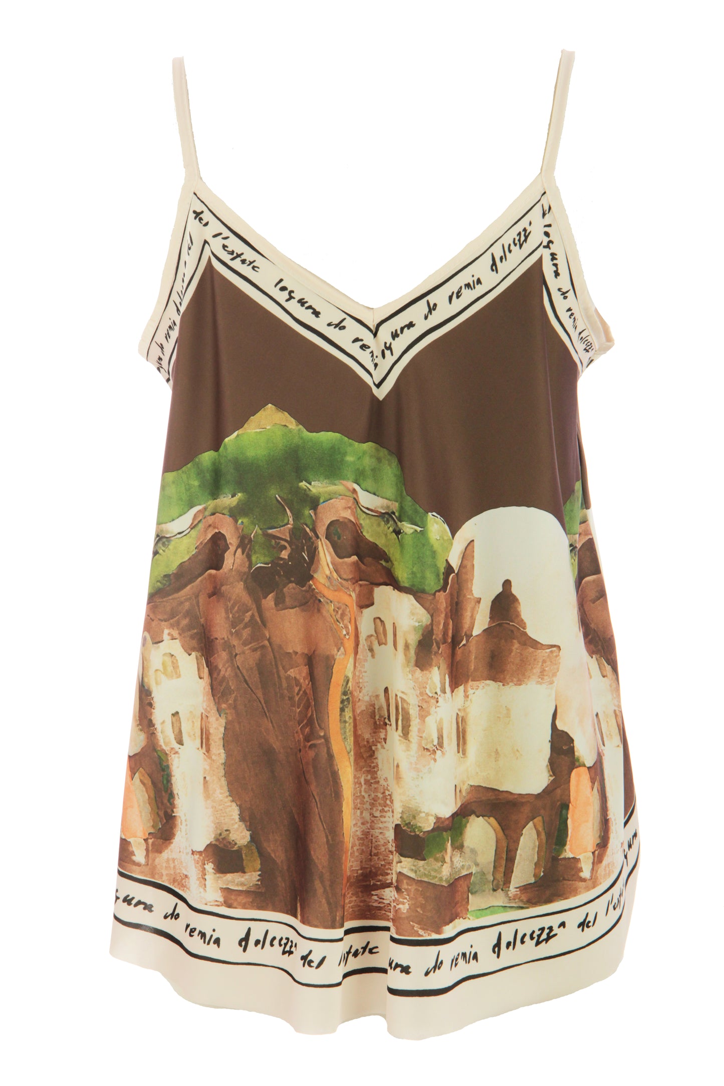 Watercolour Landscape Print Satin Vest
