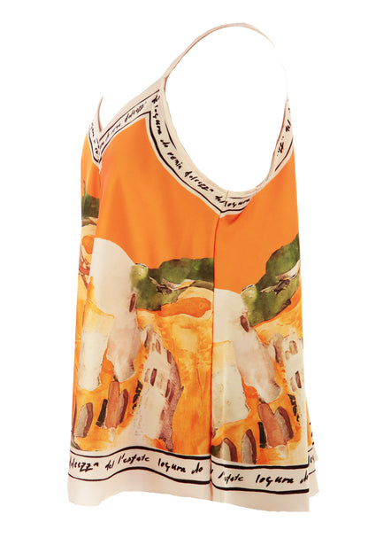 Watercolour Landscape Print Satin Vest