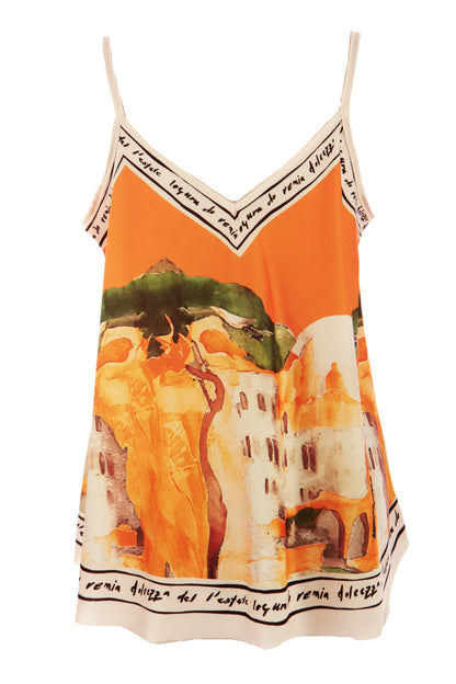 Watercolour Landscape Print Satin Vest
