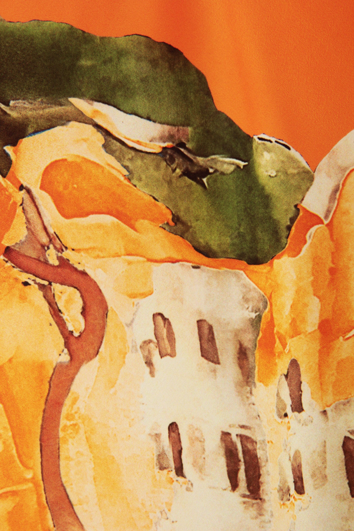 Watercolour Landscape Print Satin Vest