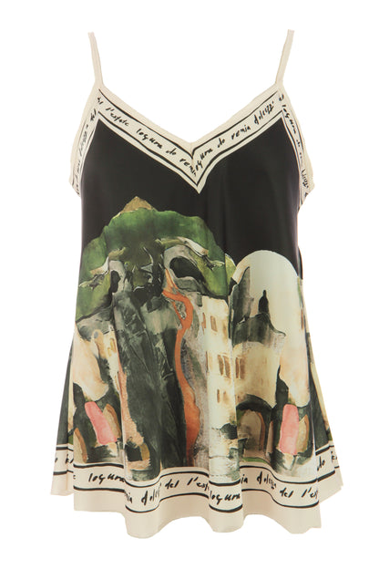 Watercolour Landscape Print Satin Vest