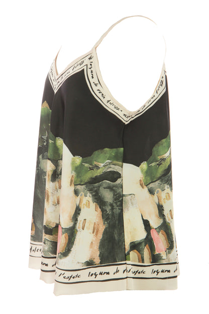 Watercolour Landscape Print Satin Vest