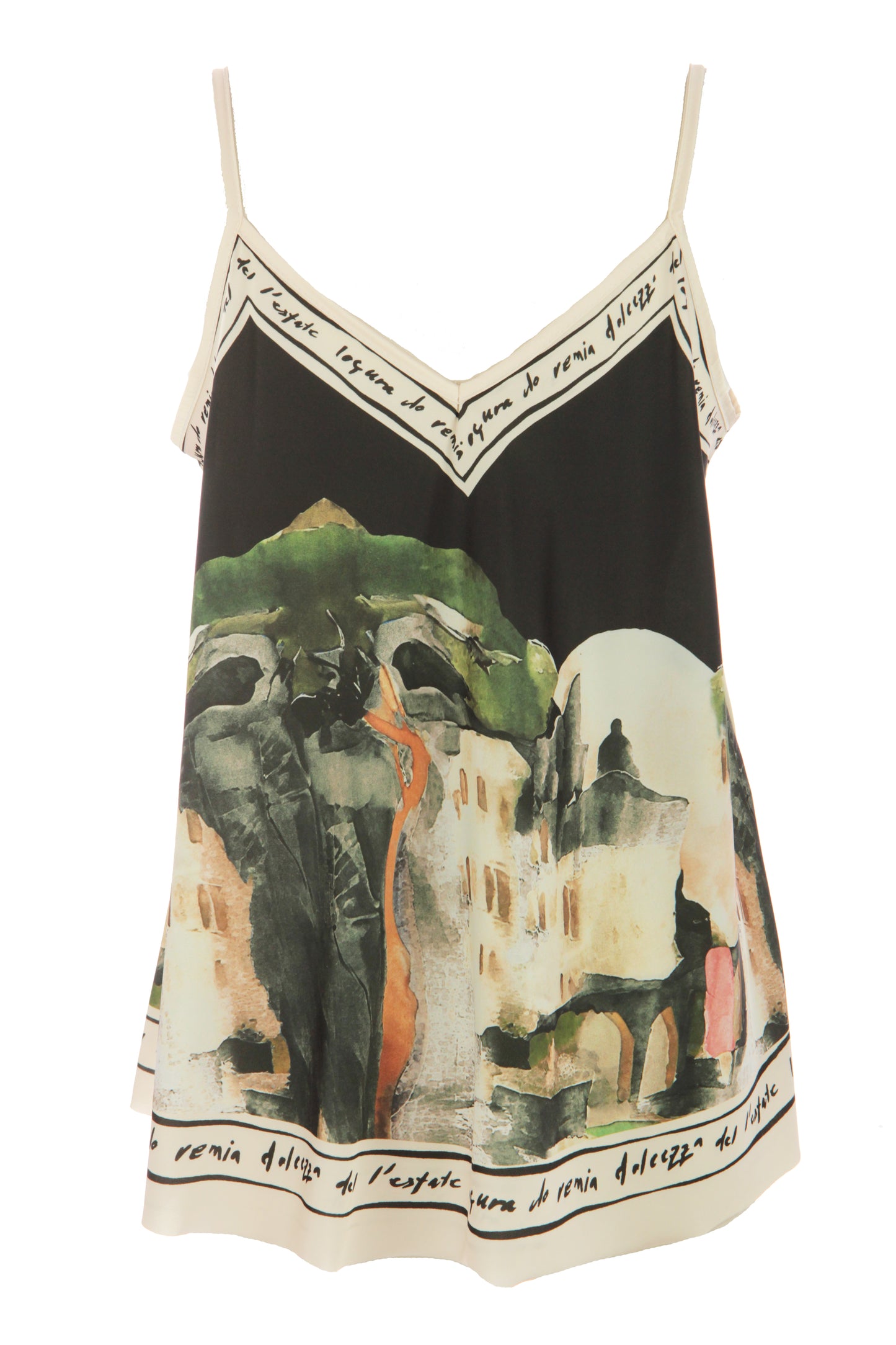 Watercolour Landscape Print Satin Vest