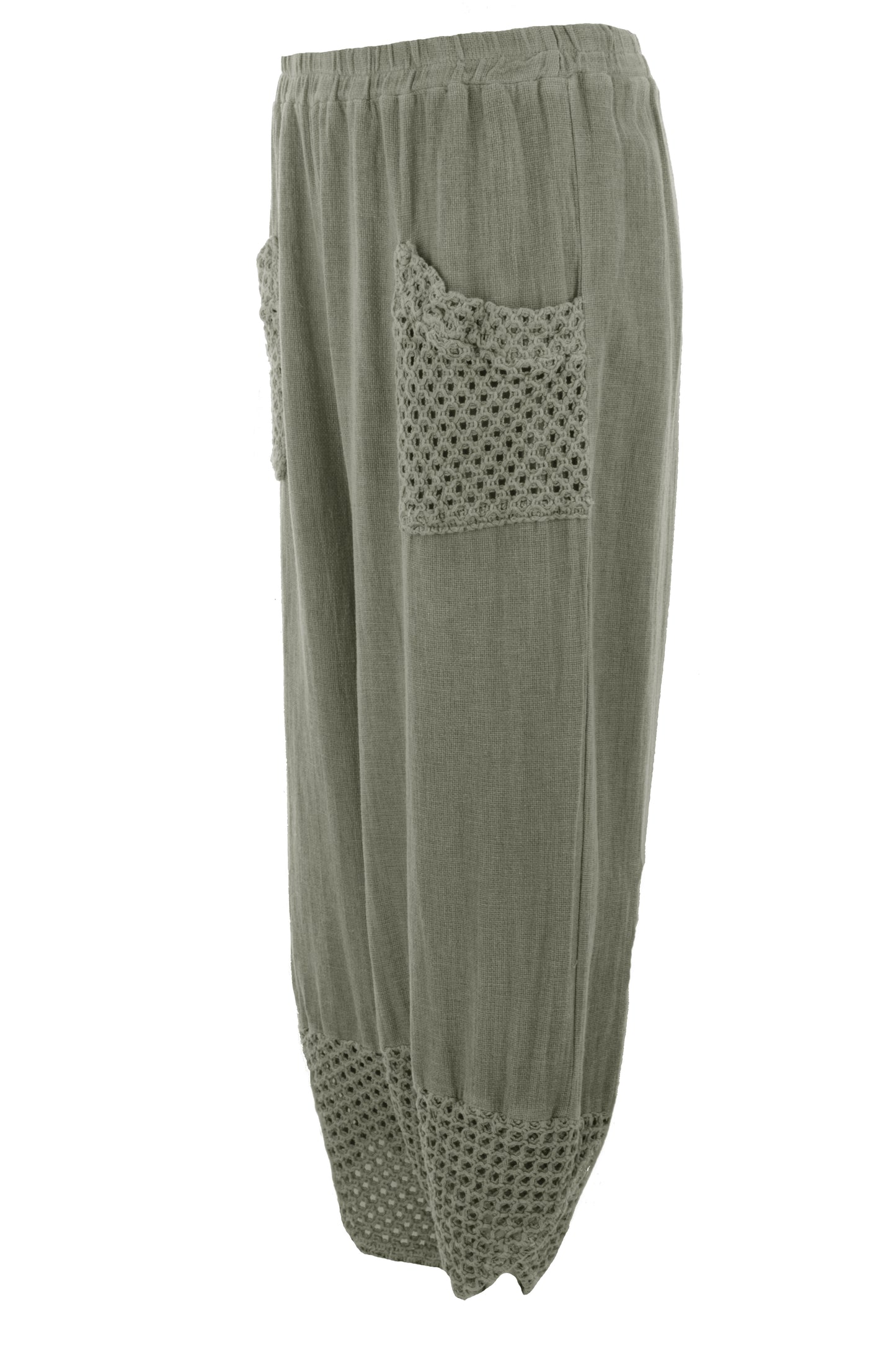 2 Crochet Pocket Barrel Leg Teabag Trouser