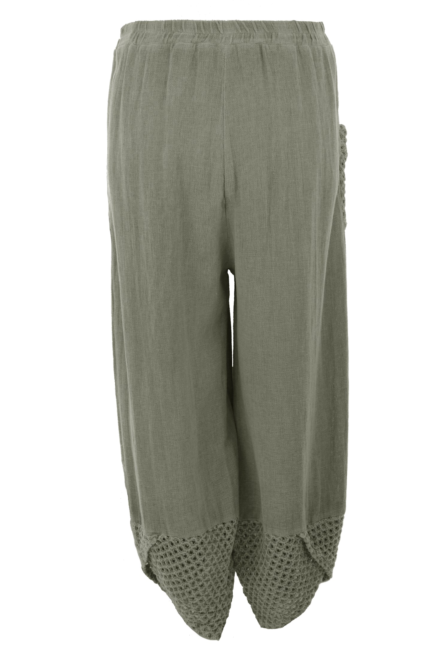 2 Crochet Pocket Barrel Leg Teabag Trouser