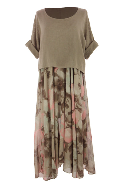 2 Piece Floral Flare Dress
