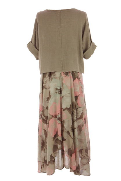 2 Piece Floral Flare Dress