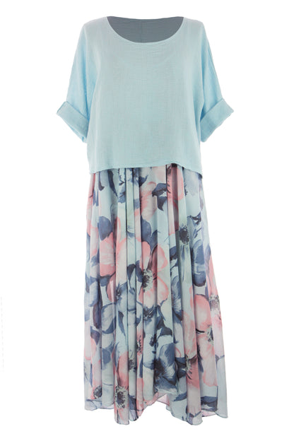 2 Piece Floral Flare Dress