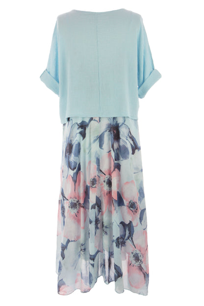 2 Piece Floral Flare Dress