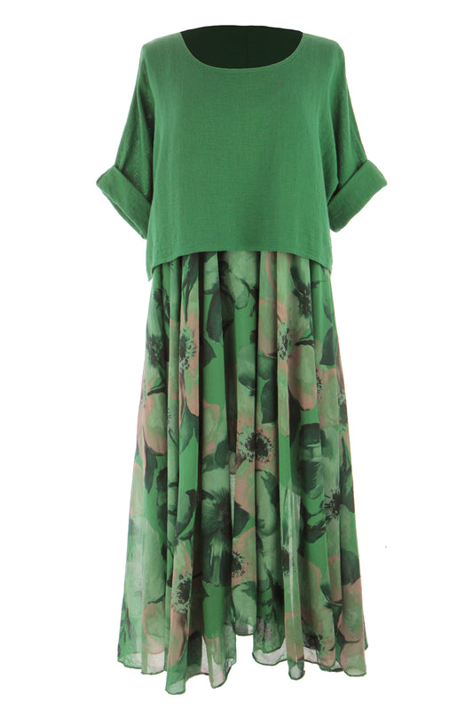 Floral Print Teabag Shrug Flare Dress