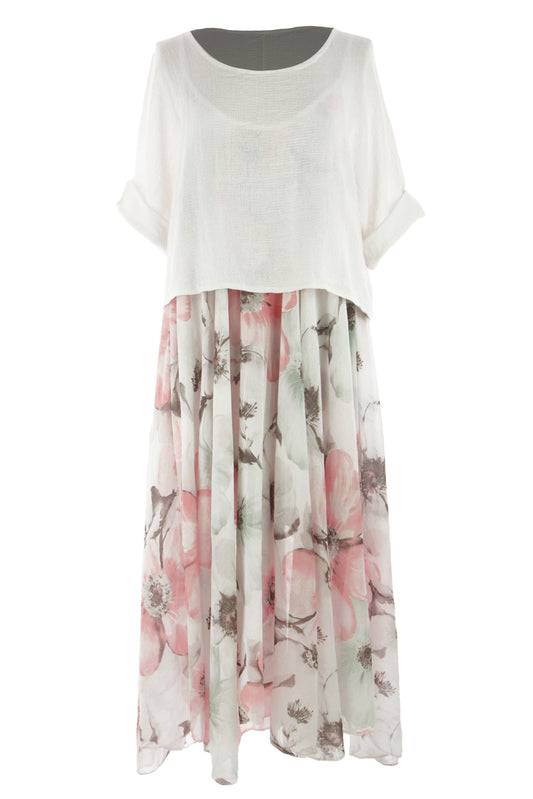 Floral Print Teabag Shrug Flare Dress