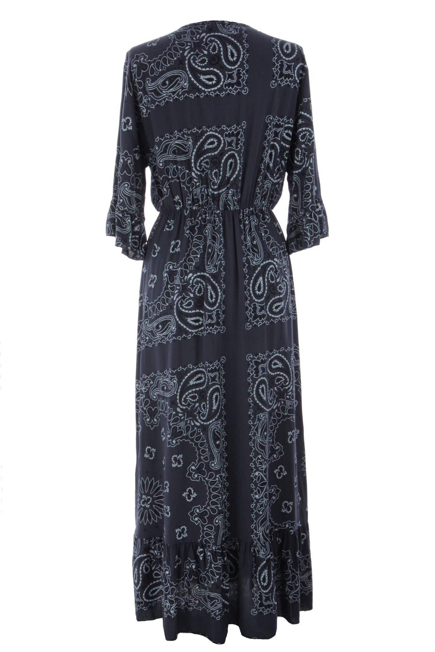 V Neck Paisley Print Midi Dress