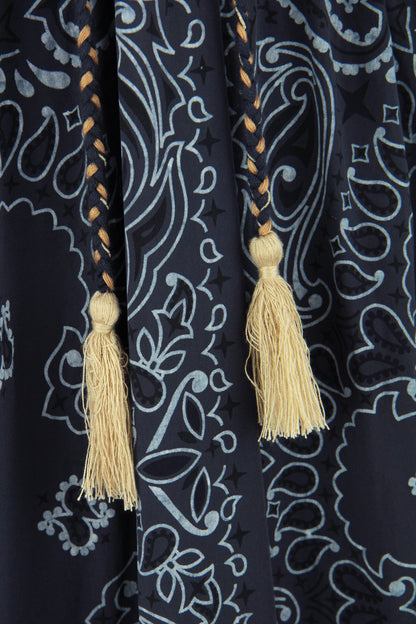 V Neck Paisley Print Midi Dress