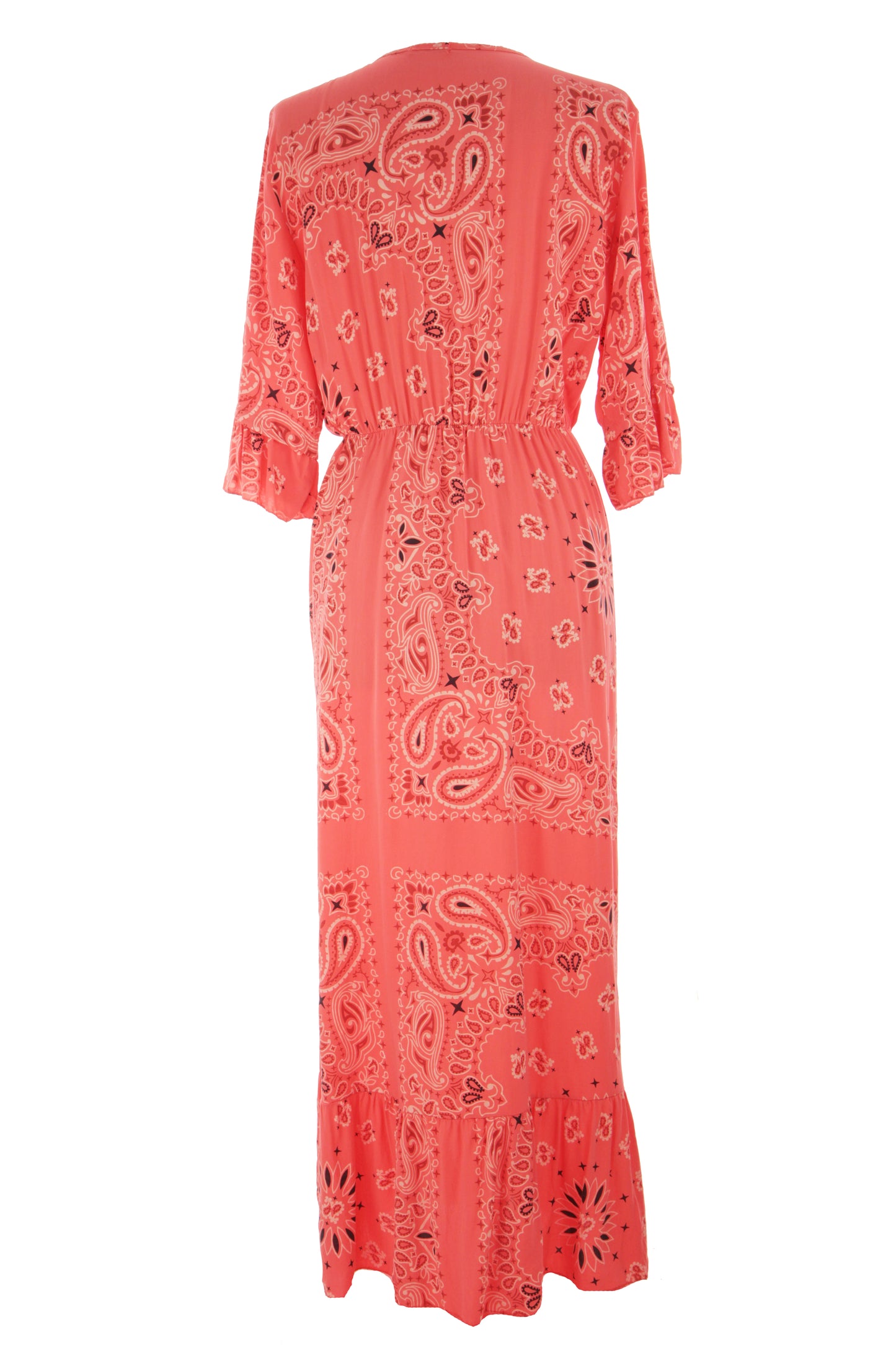 V Neck Paisley Print Midi Dress
