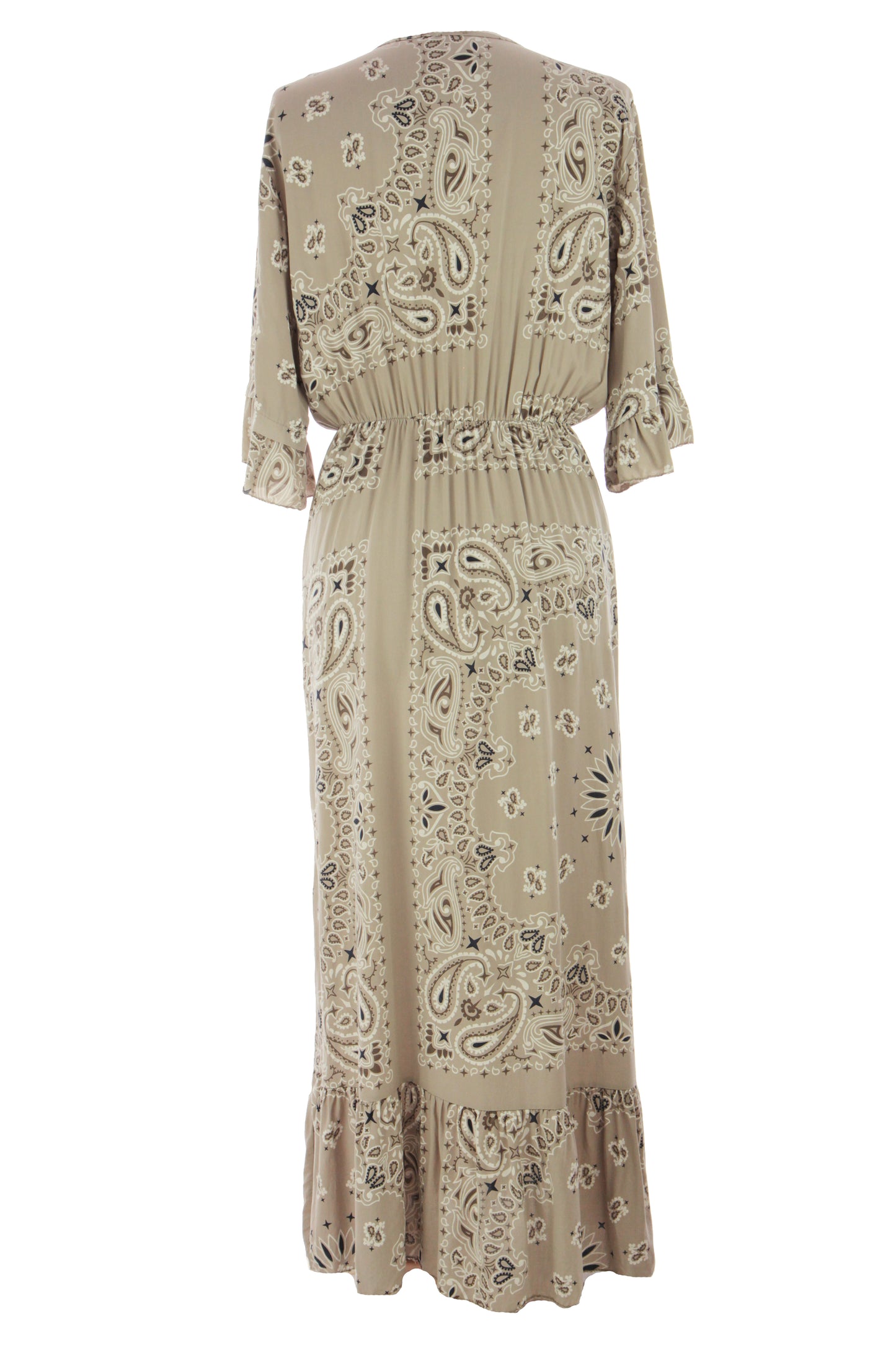 V Neck Paisley Print Midi Dress