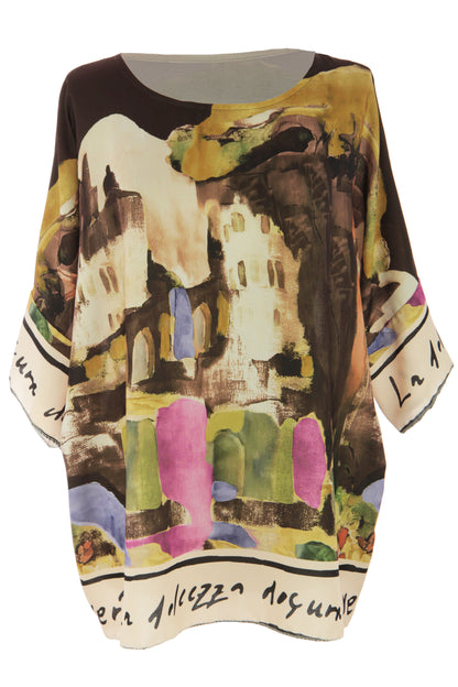 Watercolour Landscape Print Top