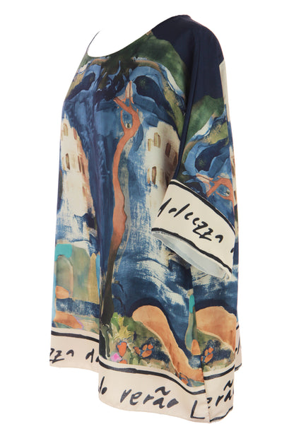 Watercolour Landscape Print Top