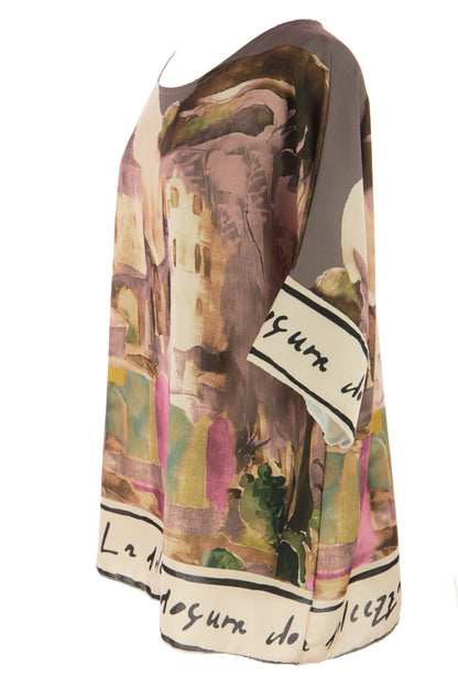 Watercolour Landscape Print Top