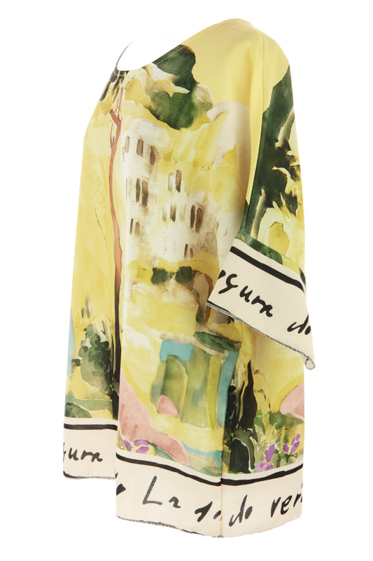 Watercolour Landscape Print Top