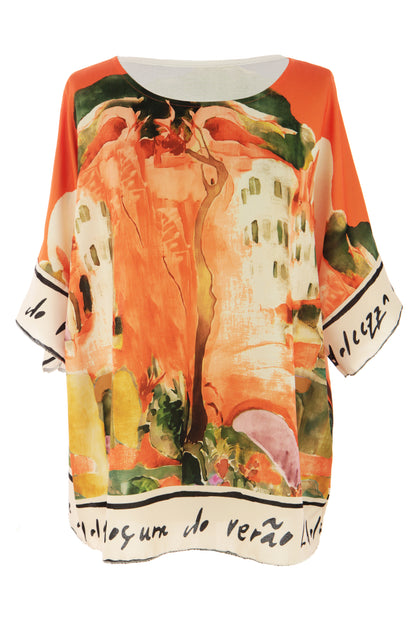 Watercolour Landscape Print Top