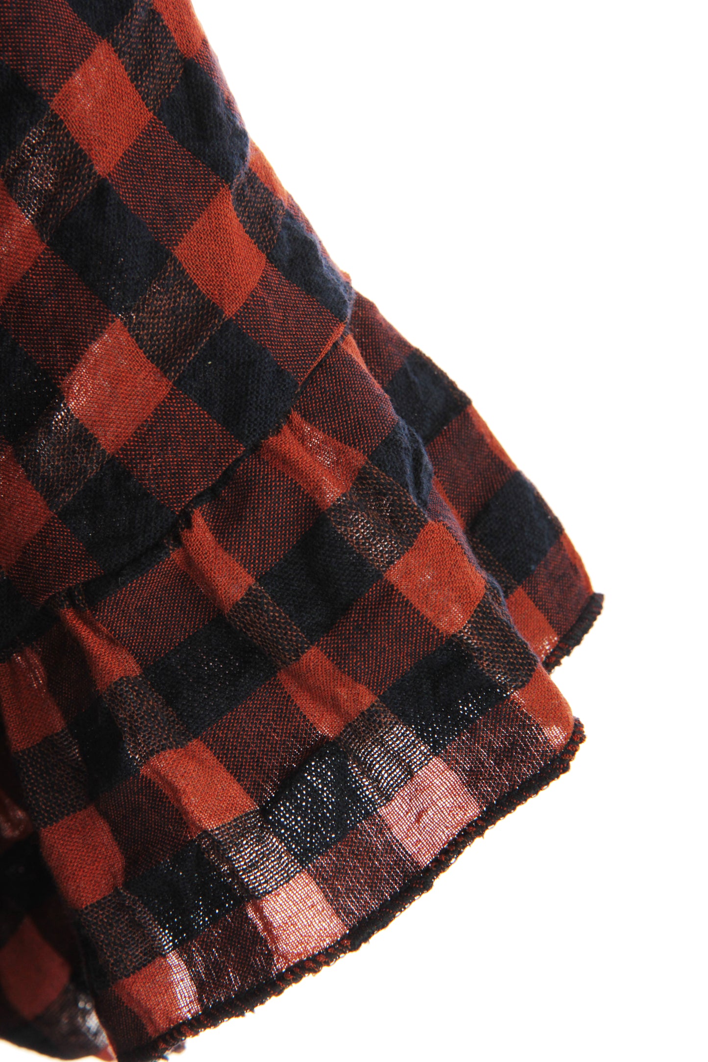Woven Check Frill Hem Cotton Top