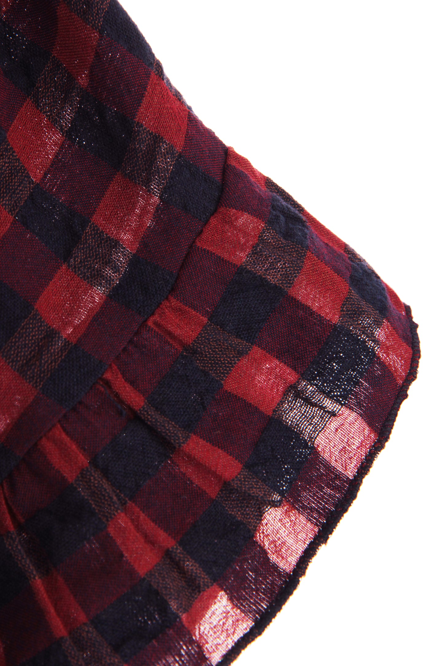 Woven Check Frill Hem Cotton Top