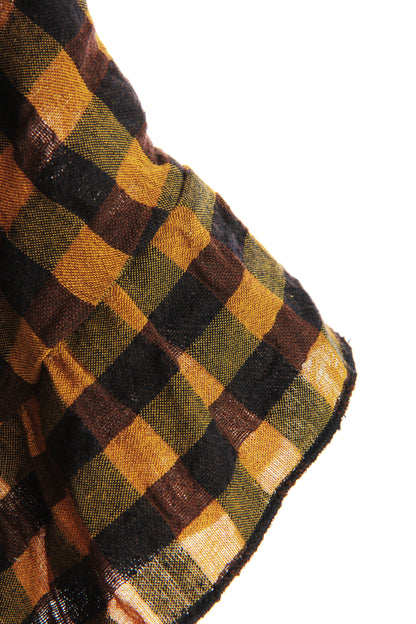 Woven Check Frill Hem Cotton Top
