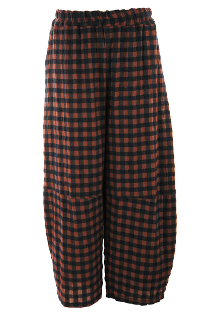 Woven Check Barrel Leg Trouser