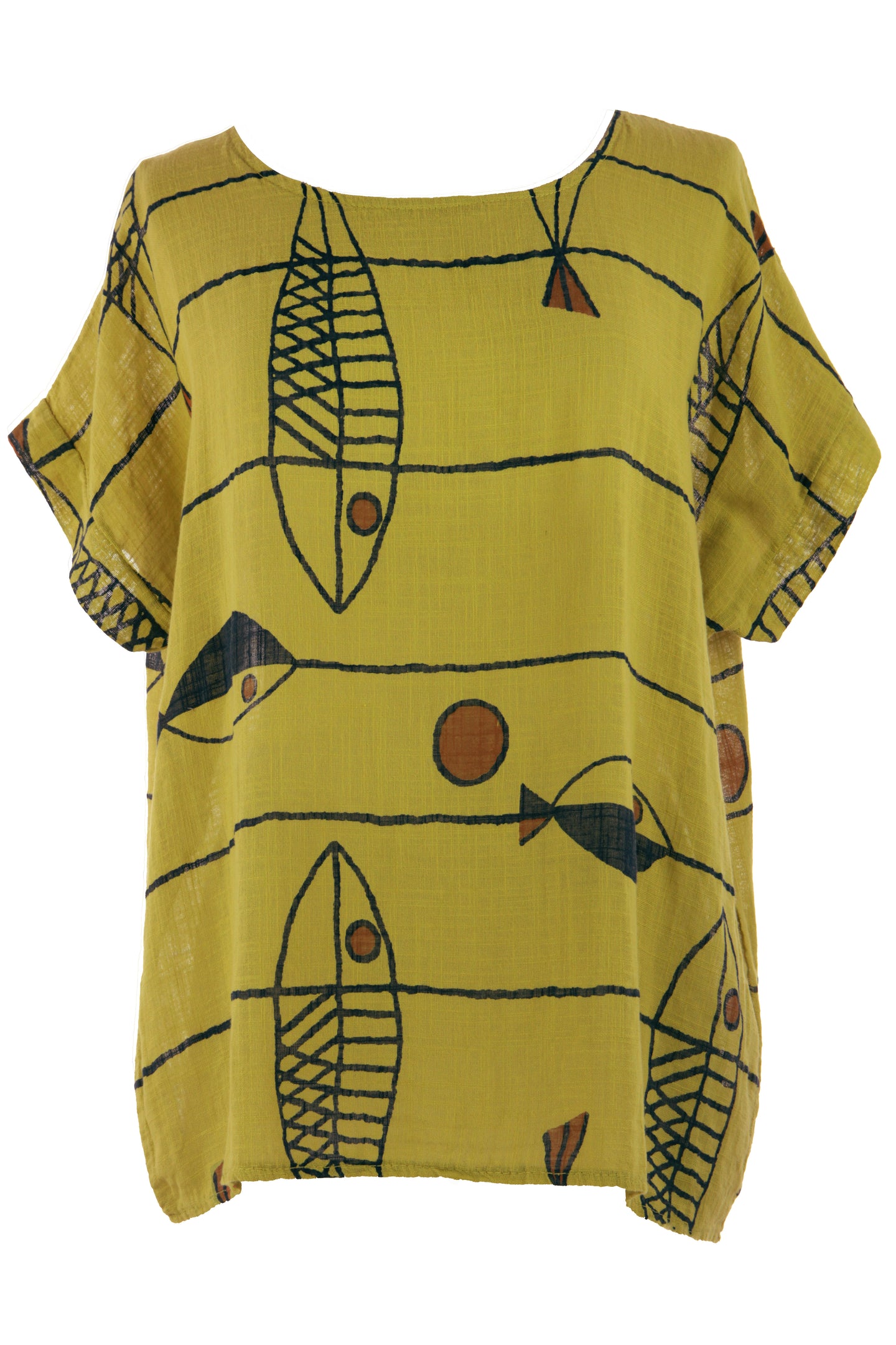 Fish Print Cotton Top