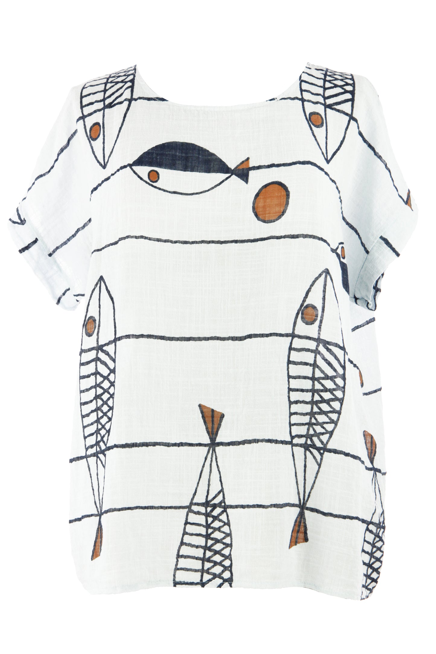Fish Print Cotton Top