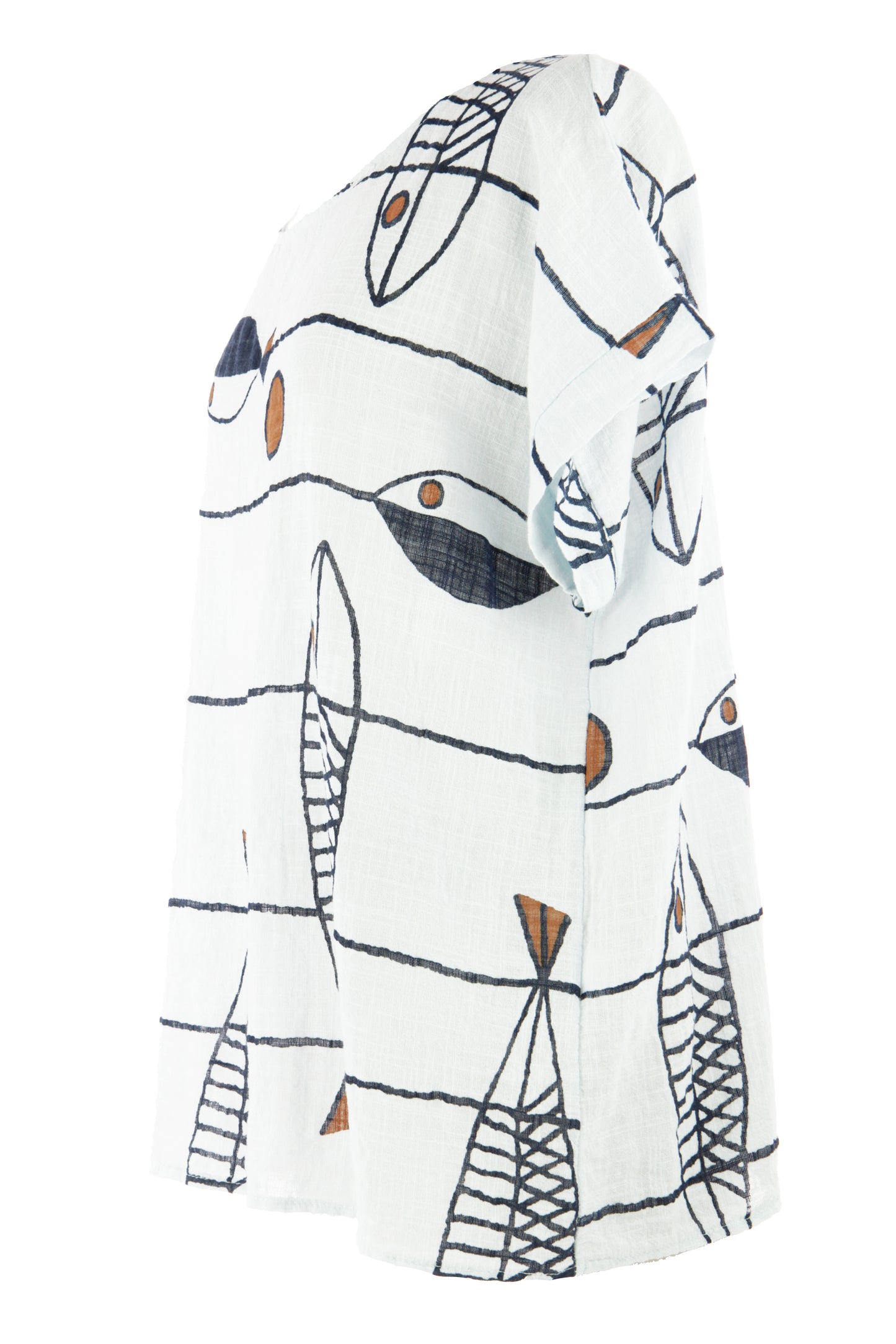 Fish Print Cotton Top