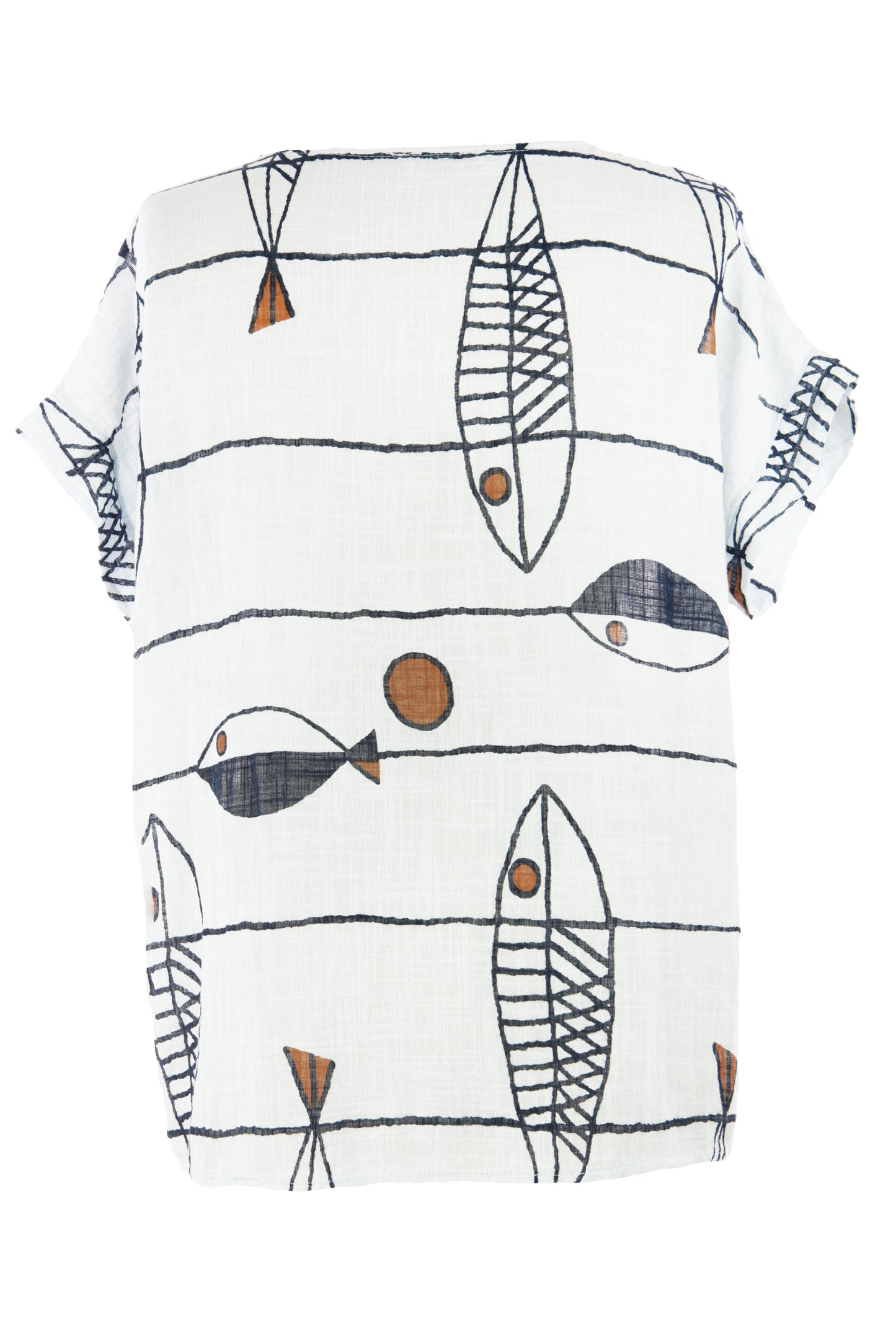 Fish Print Cotton Top