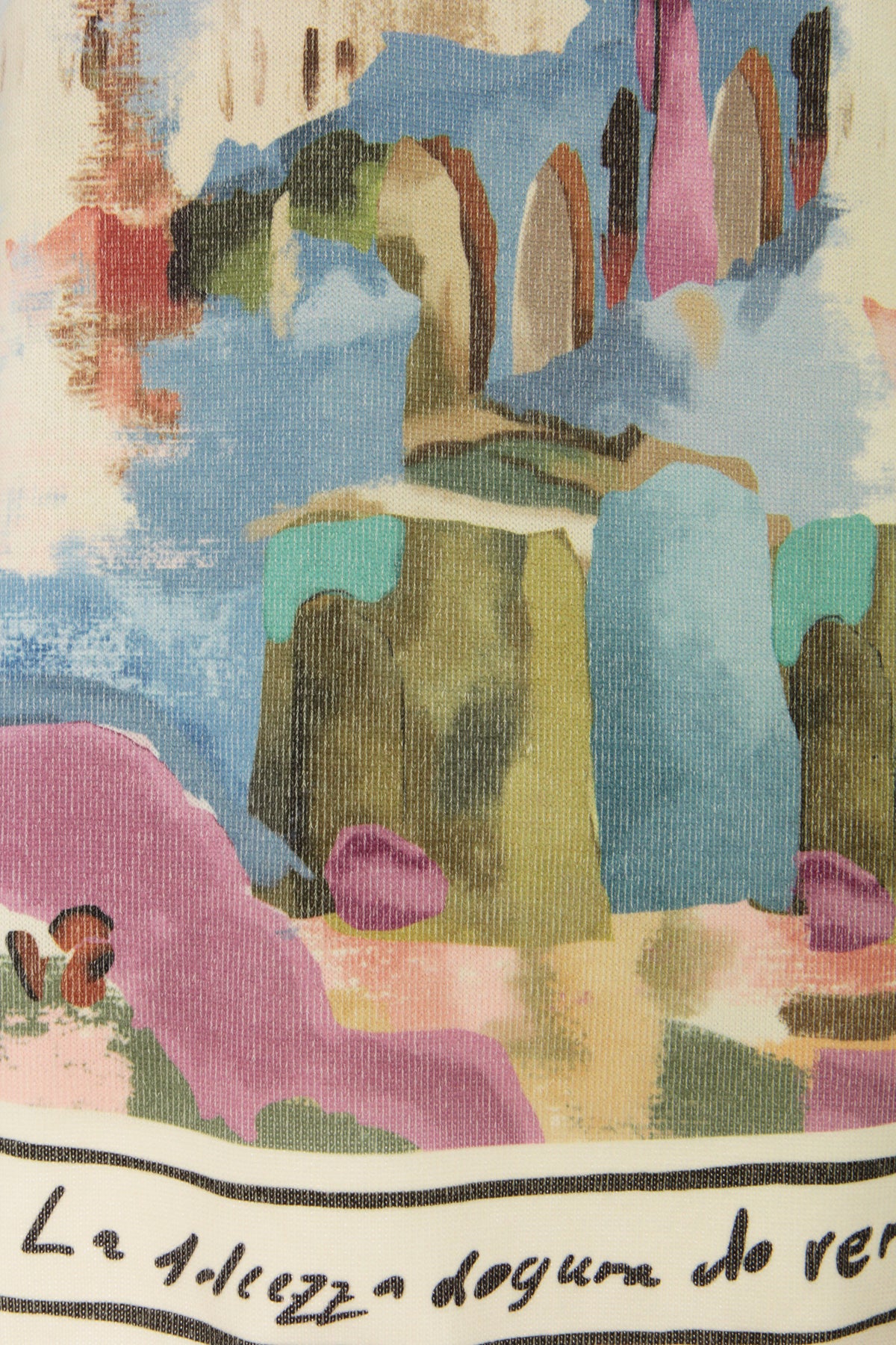 Watercolour Landscape Print Knit Jumper