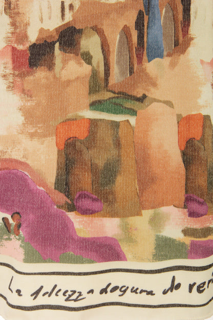 Watercolour Landscape Print Knit Jumper