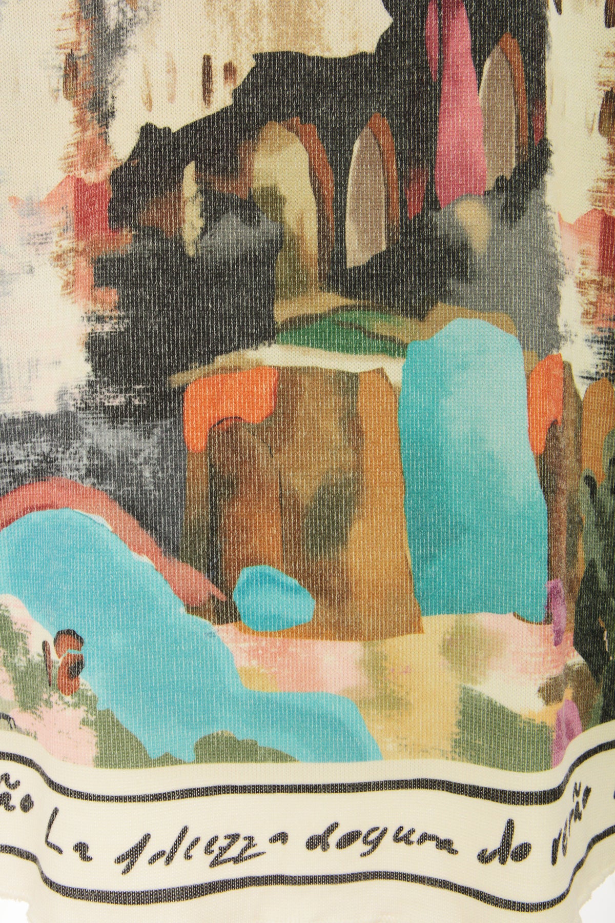 Watercolour Landscape Print Knit Jumper