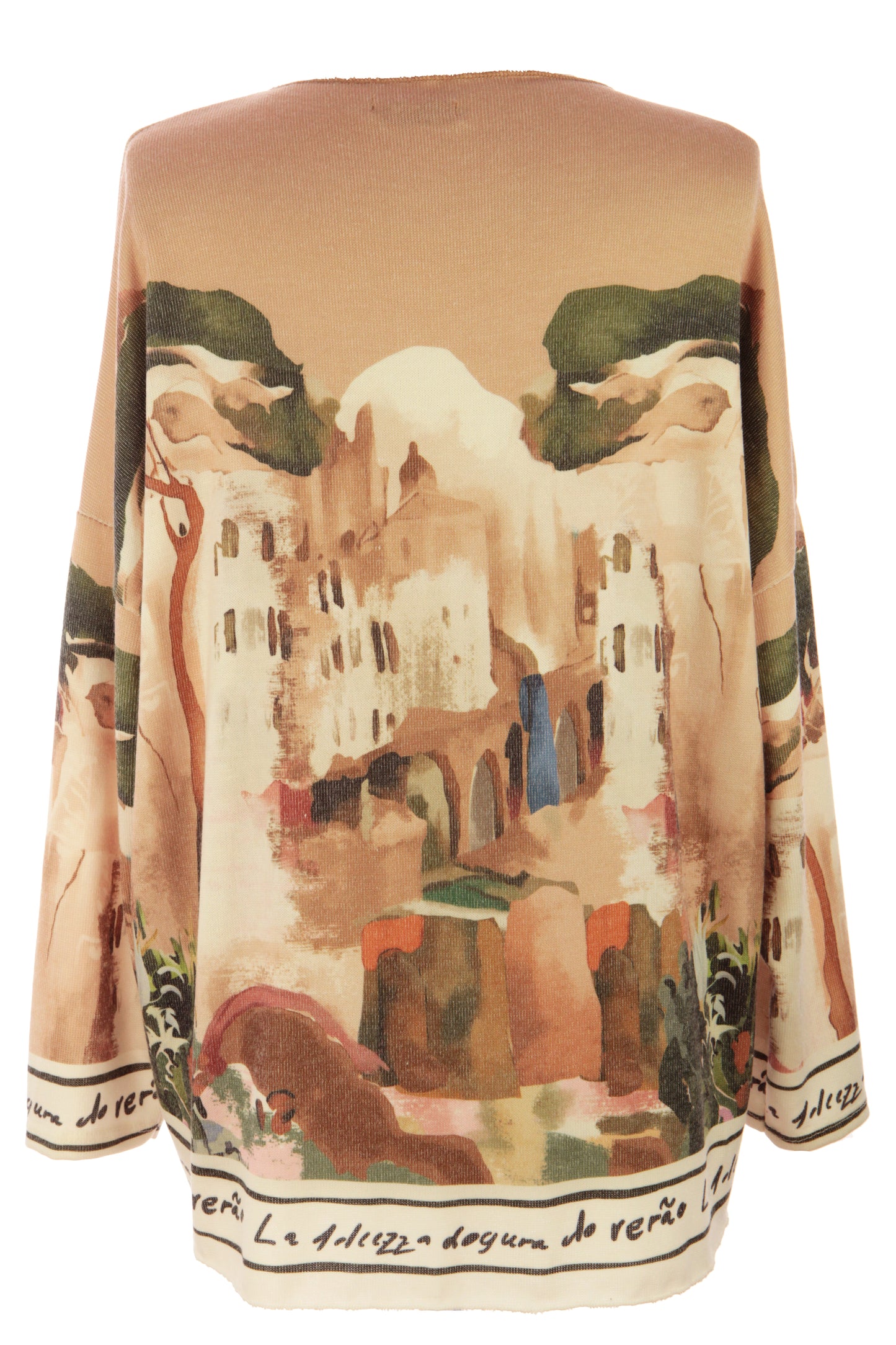 Watercolour Landscape Print Knit Jumper