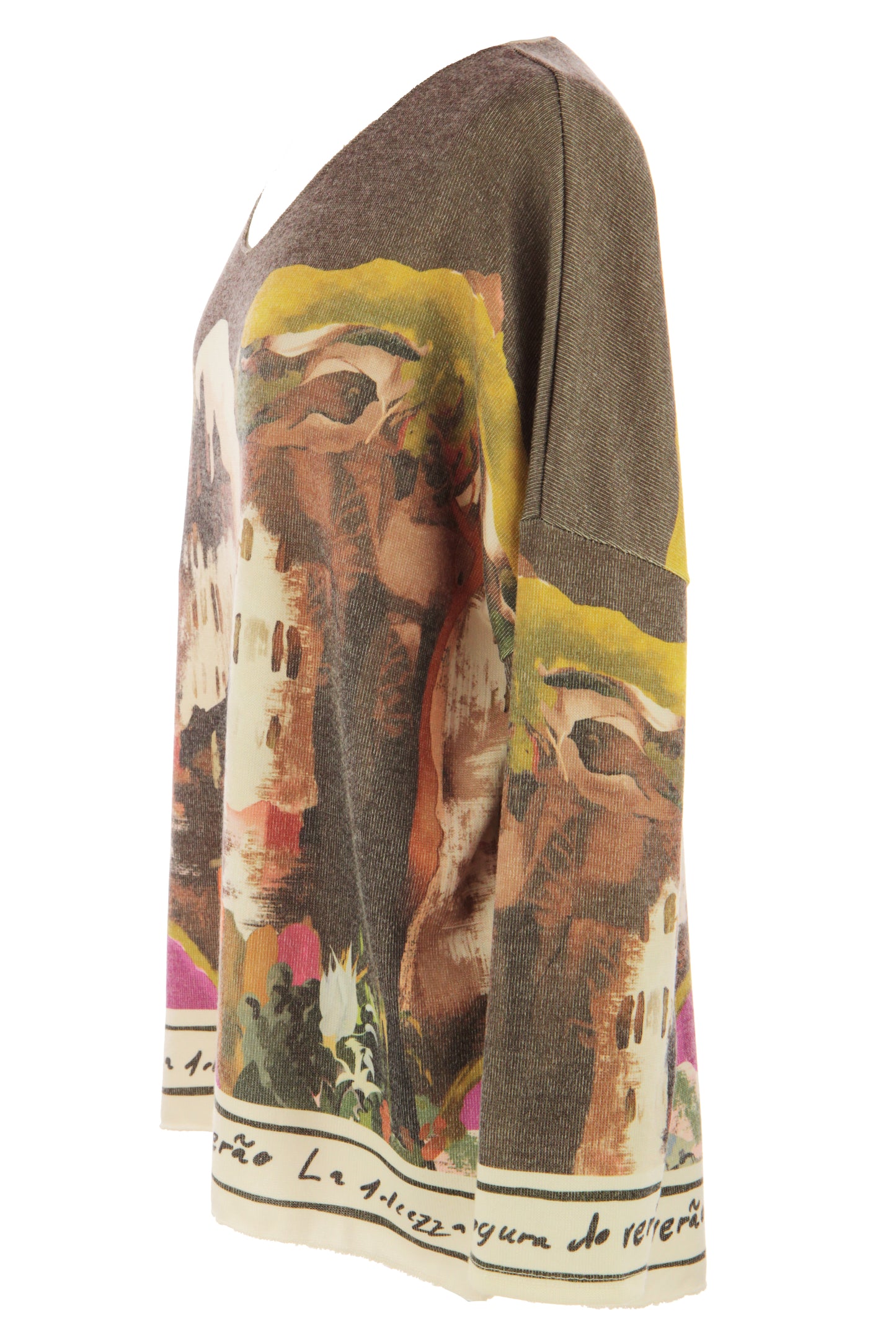 Watercolour Landscape Print Knit Jumper