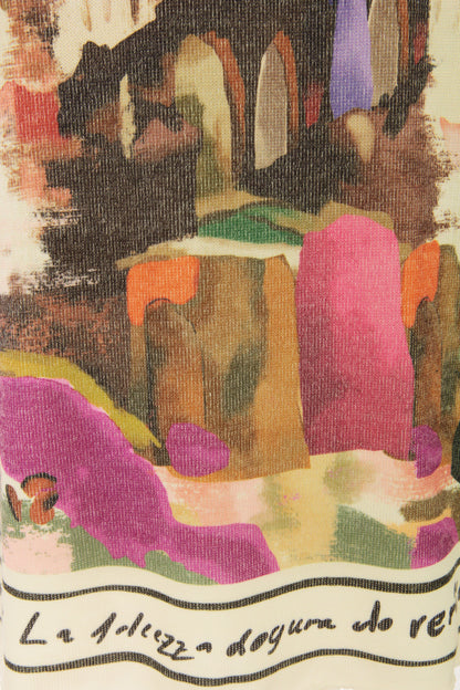 Watercolour Landscape Print Knit Jumper
