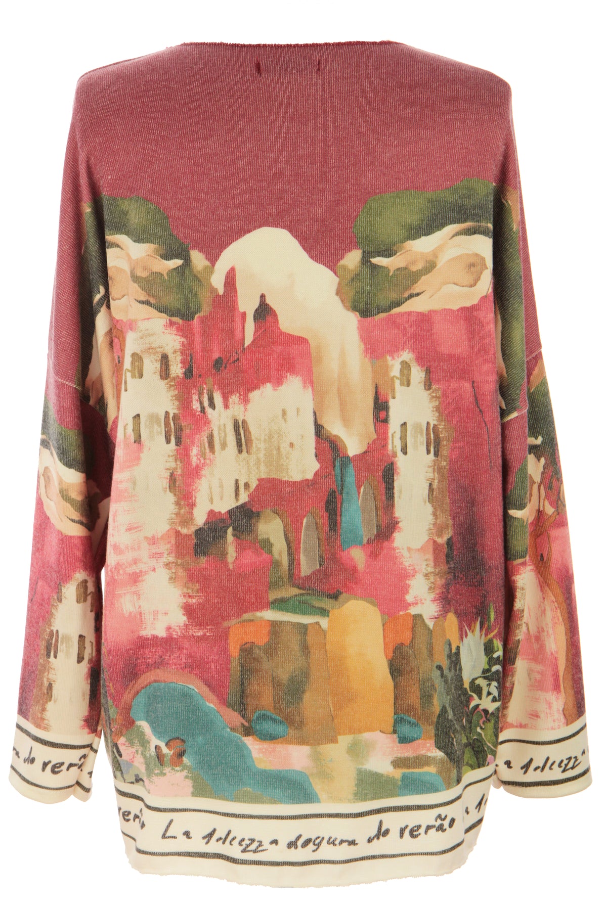 Watercolour Landscape Print Knit Jumper