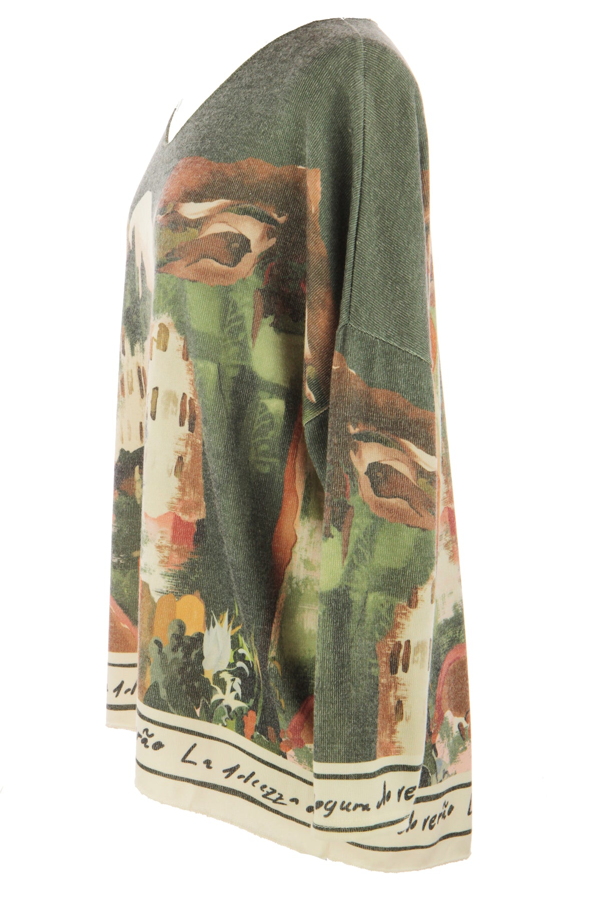 Watercolour Landscape Print Knit Jumper