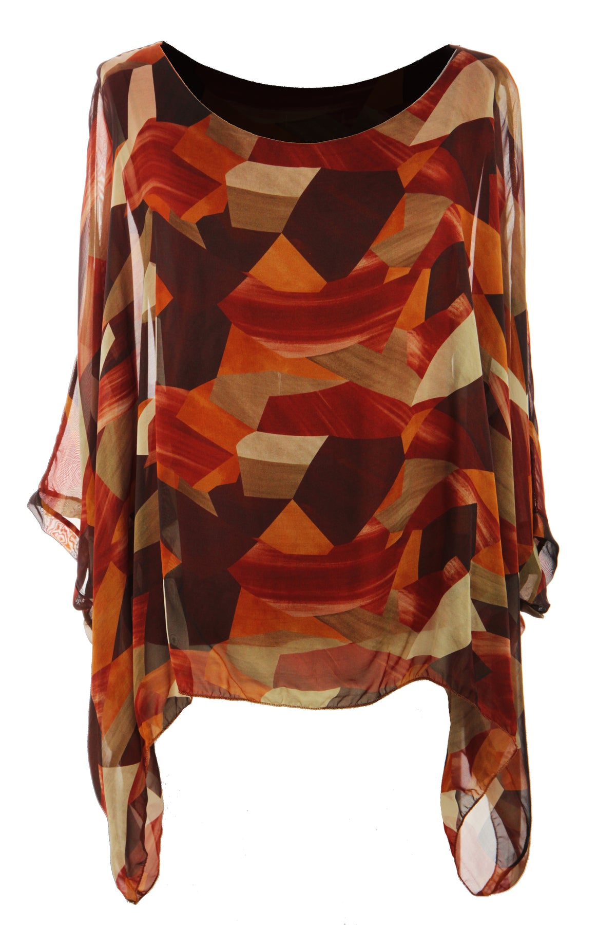 Geometric Print Silk Blouse