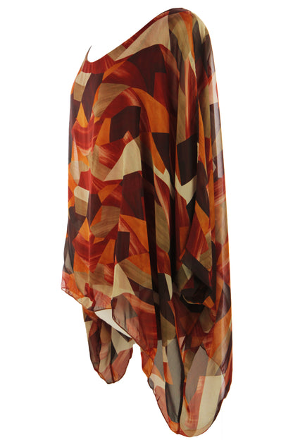Geometric Print Silk Blouse