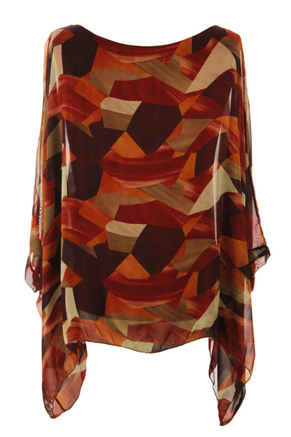 Geometric Print Silk Blouse