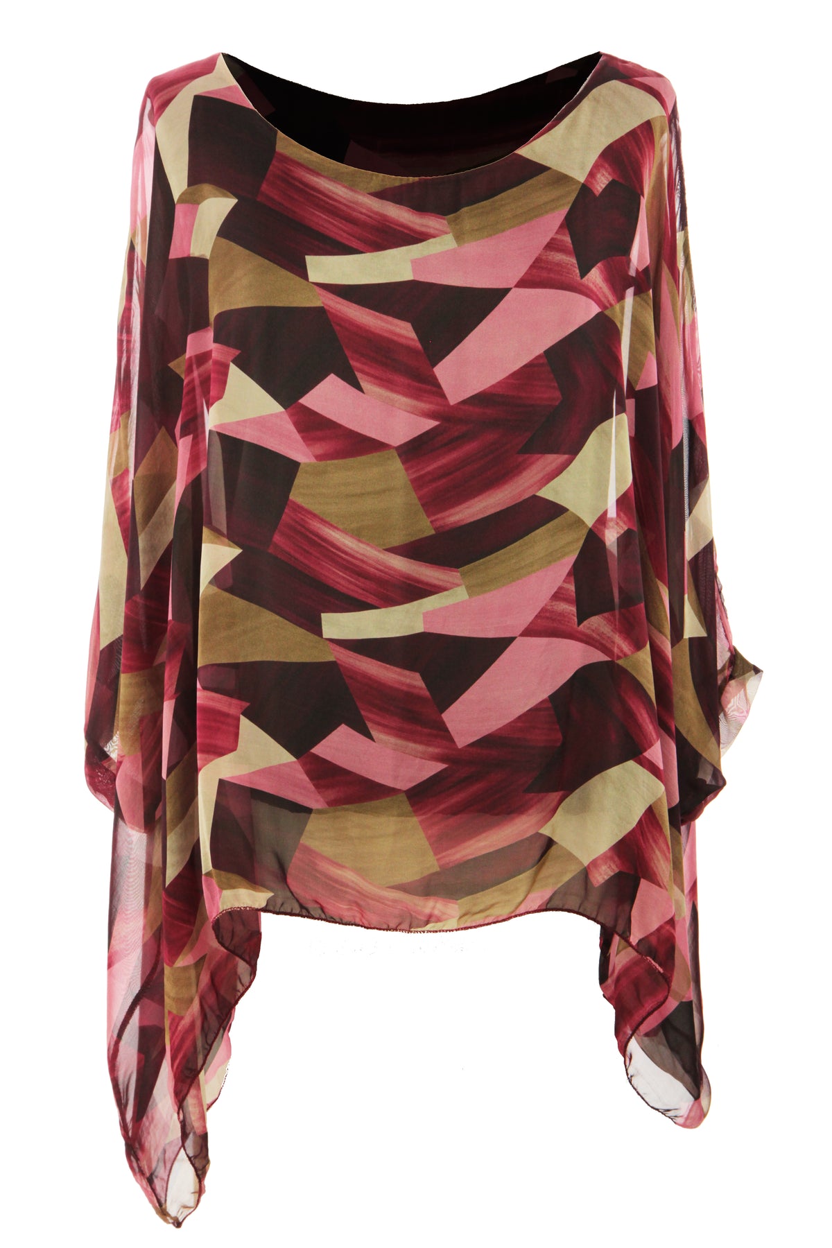 Geometric Print Silk Blouse