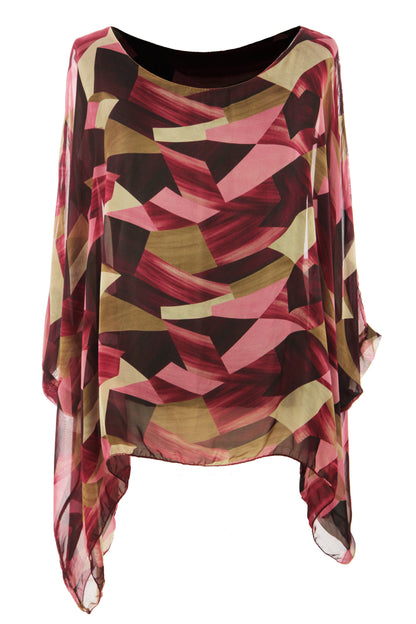 Geometric Print Silk Blouse